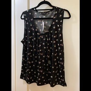 NWT Banana Republic Black Floral Blouse Size L